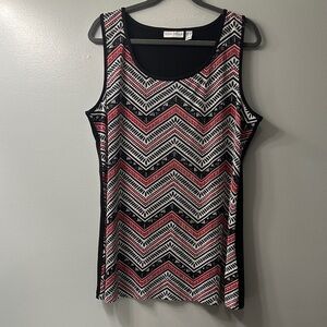 Susan Graver Black and Red Chevron Tank Top